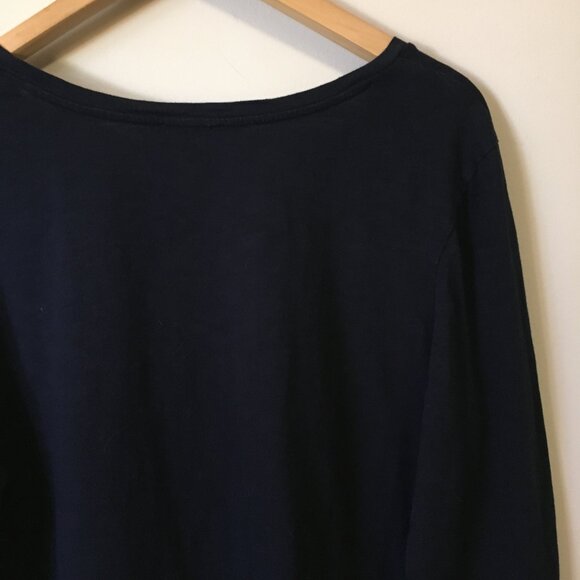 Cotton Modal Hilary Radley Soft Navy Blue With Floral Embroidered Collar - Picture 6 of 16